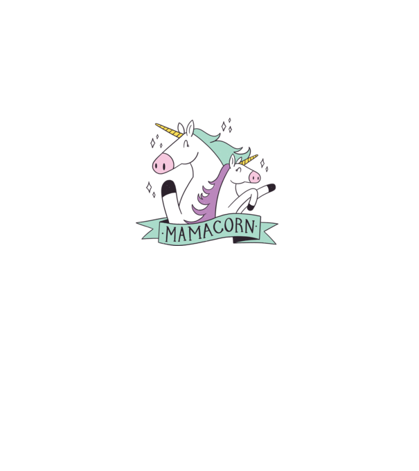Mamacorn model alb pe tricou