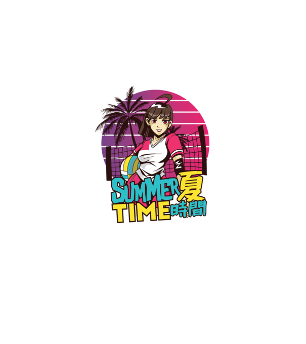 Summer Girl Anime Fată Manga model negru pe tricou