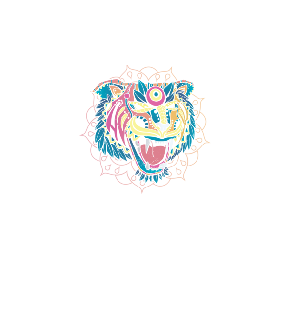 Tigru Mandala model turcoaz pe tricou