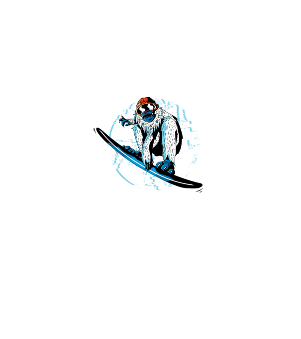Yeti Snowboarder model alb pe tricou