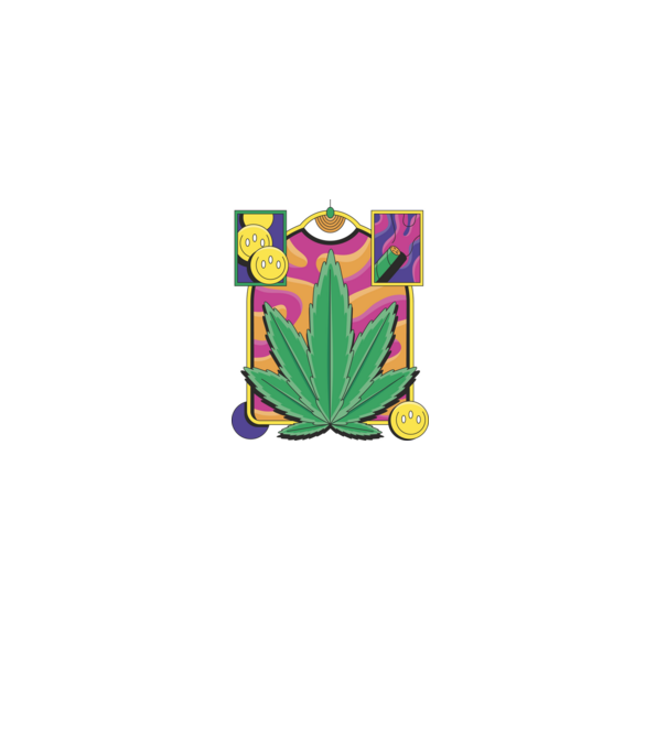 Hippy Cannabis model negru pe tricou