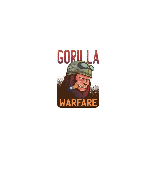 Gorilla Warfare model alb pe tricou