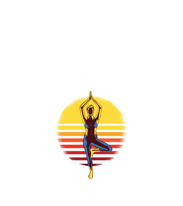Retro yoga model negru pe tricou