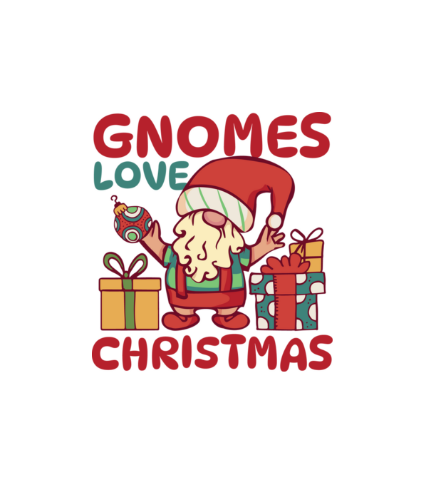 Gnomes LOVE Christmas model alb pe tricou