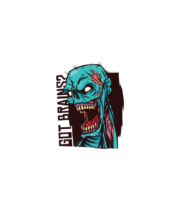 Got Brains? Cap Zombie model alb pe tricou