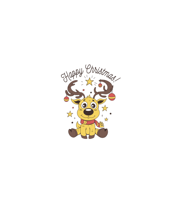 Happy Christmas Reindeer Alb model nisipiu pe tricou