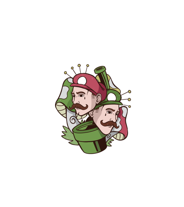 Mario și Luigi model alb pe tricou