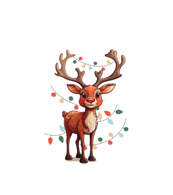Festive Rudolph model alb pe tricou
