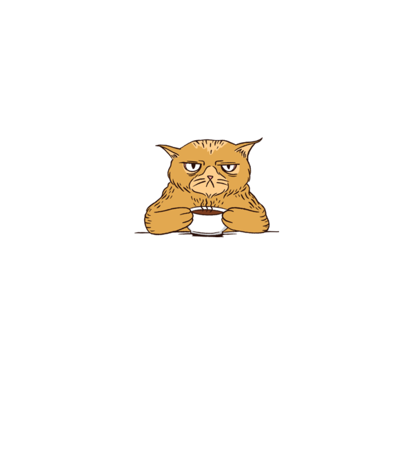 Grumpy Cat - Pisică supărată cu cafea model gri pe tricou