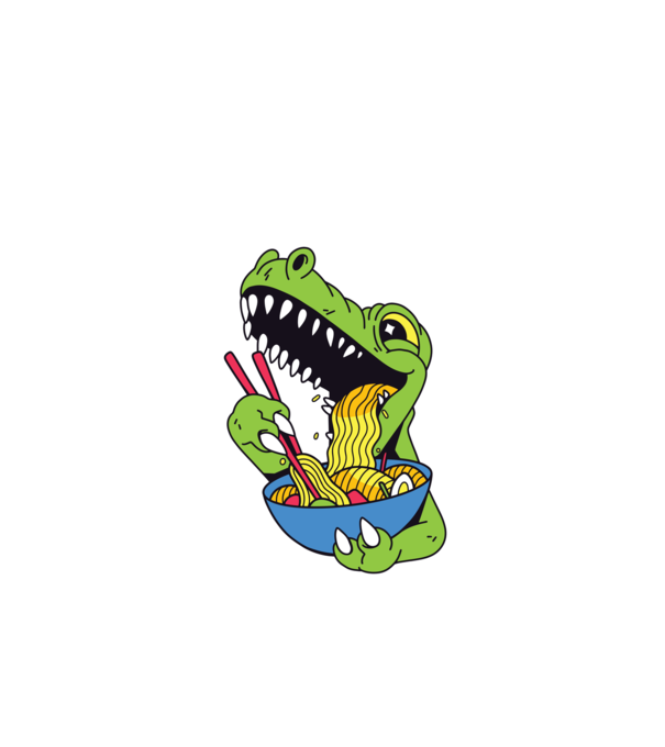 T-rex Ramen model roșu pe tricou