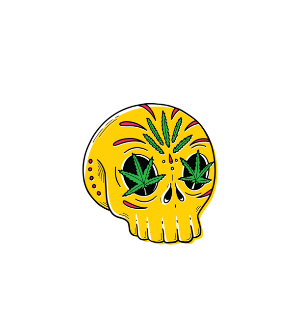 Marijuana Craniu model negru pe tricou