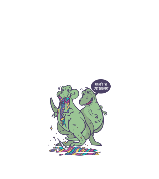 T-rex a mâncat unicornul model alb pe tricou