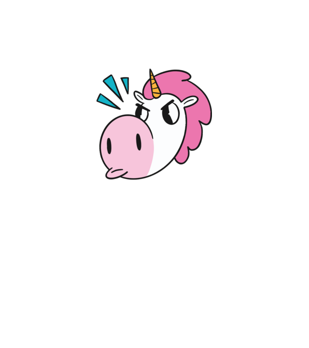 Unicorn supărat model dusty pink pe tricou