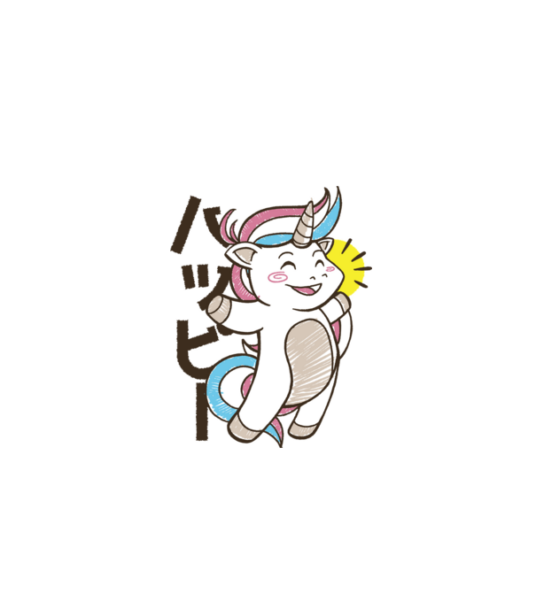 Kawaii unicorn model alb pe tricou