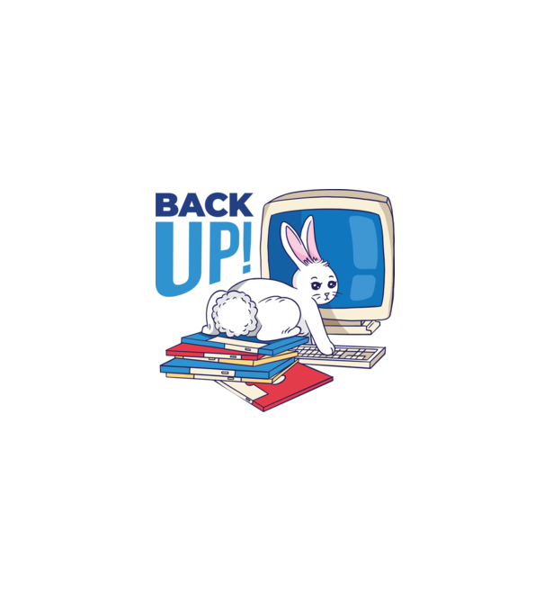Back up bunny model alb pe tricou