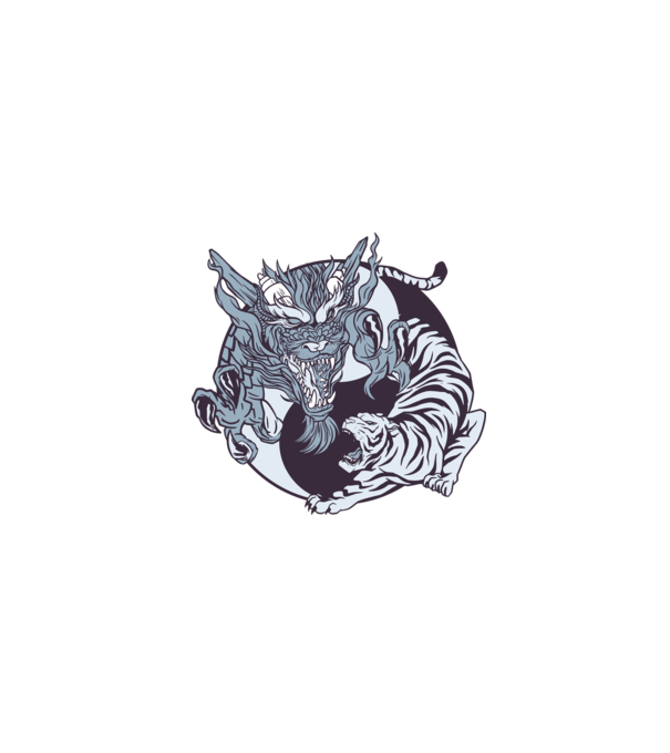 Yin Yang cu animale model alb pe tricou