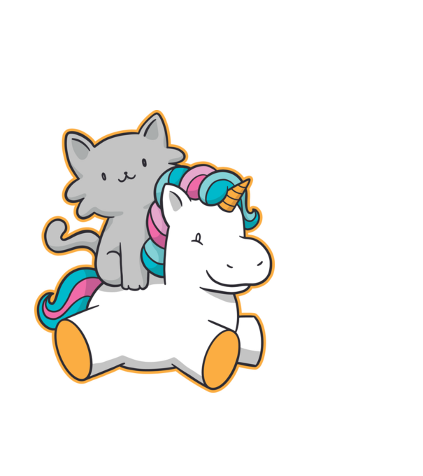 Unicorn Cu pisică model albastru închis pe tricou