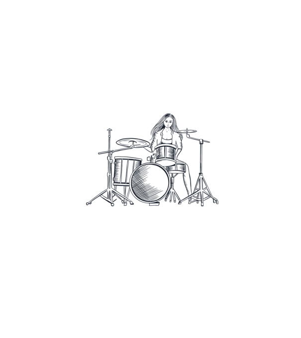 Fată Bateristă model alb pe tricou