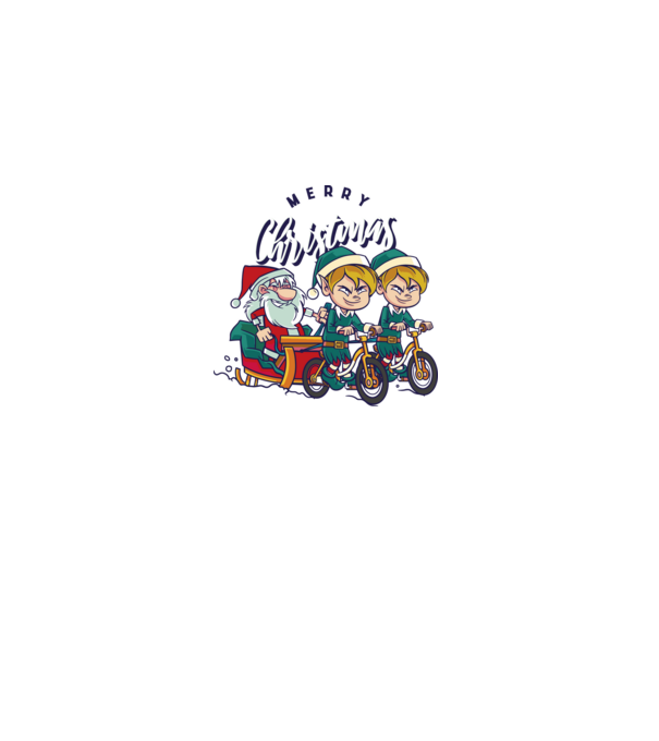 Merry Christmas Moș Crăciun cu sanie cu bicicletă model albastru deschis pe tricou