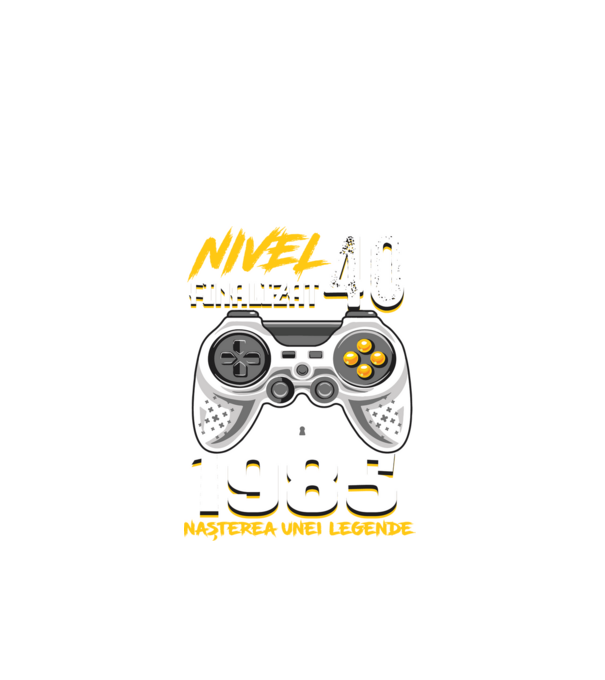 Nivel Finalizat 40 1985 model negru pe tricou