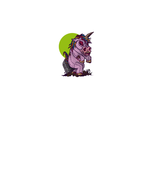 Zombie unicorn model negru pe tricou
