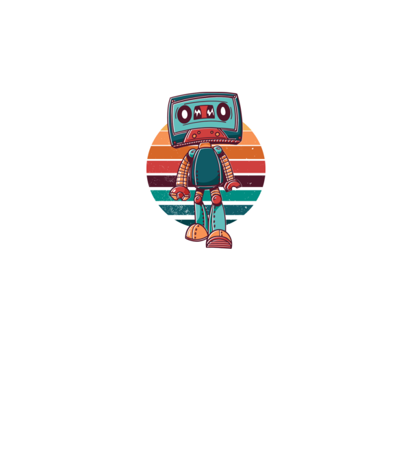 Robot Casetă retro model gri pe tricou
