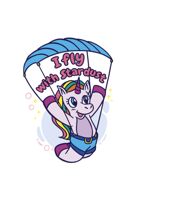 Unicorn parașutist model albastru deschis pe tricou