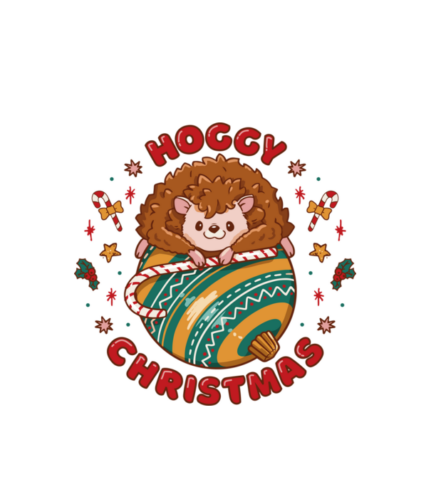 Hoggy Christmas Crăciun cu Arici model alb pe tricou