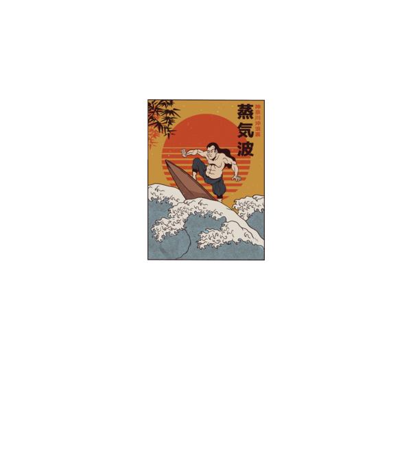 Samurai Surf model negru pe tricou