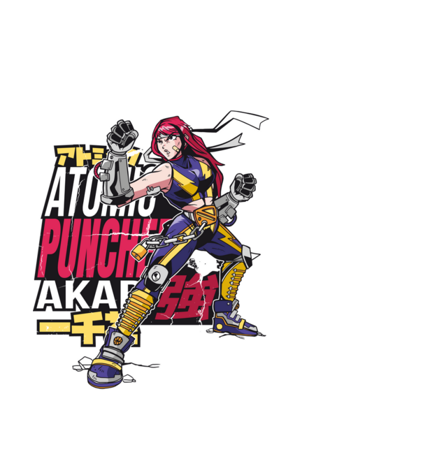 Anime fată Războinic model alb pe tricou