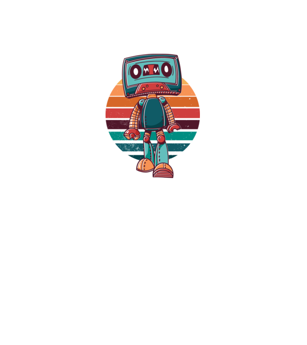 Robot Casetă retro model alb pe tricou