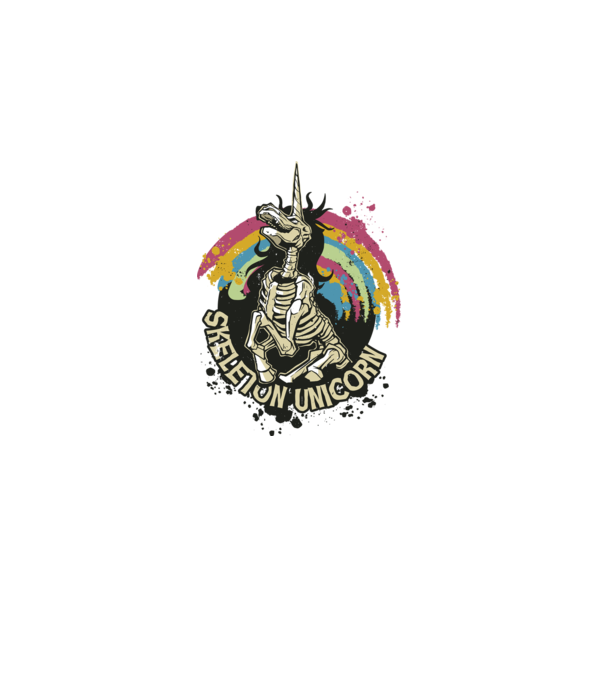 Schelet unicorn model alb pe tricou