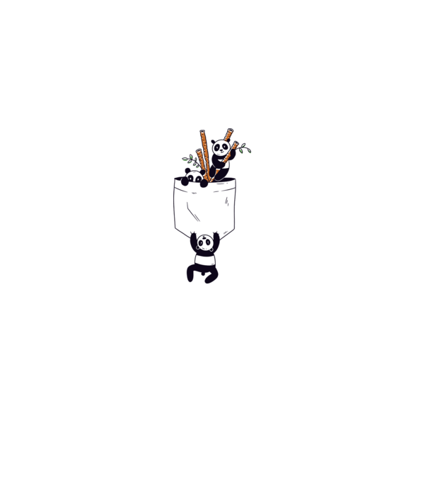 Panda de buzunar model alb pe tricou