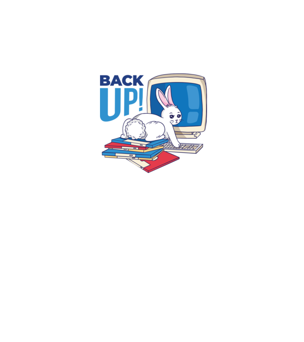 Back up bunny model alb pe tricou