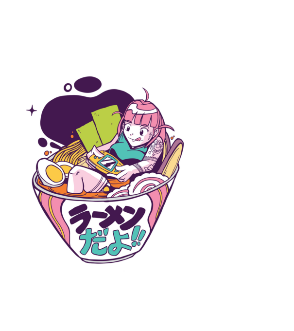 Ramen Anime Gamer fată model alb pe tricou