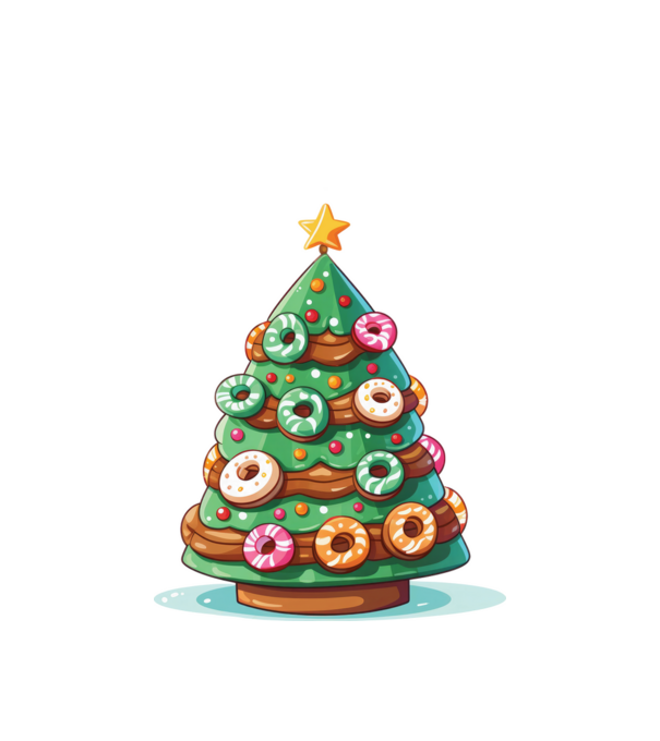 Doughnut pom de Crăciun model alb pe tricou