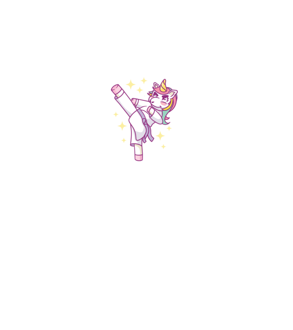 Karate unicorn model gri pe tricou