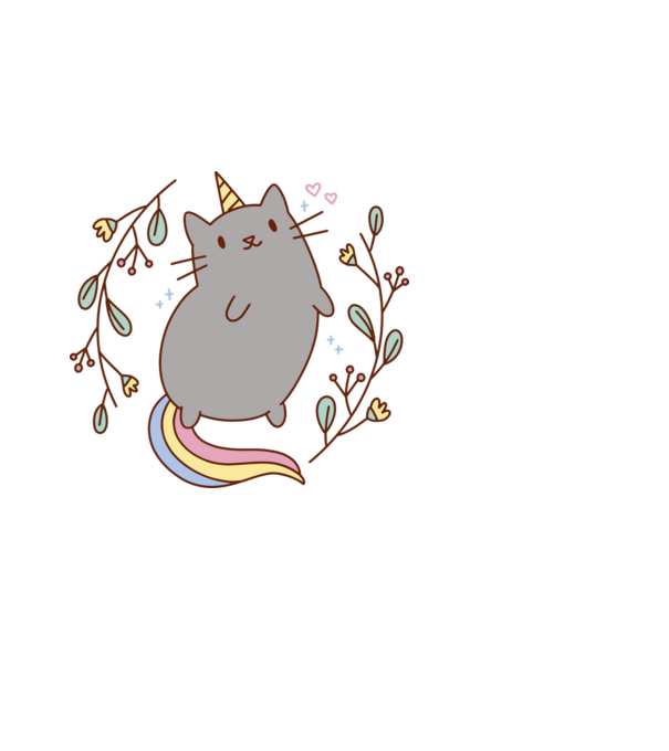 Pisică Unicorn model negru pe tricou