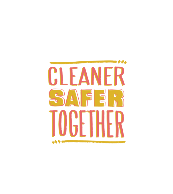 Cleaner Safer Together model alb pe tricou
