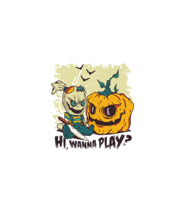 Vrei să te joci? Halloween model turcoaz pe tricou