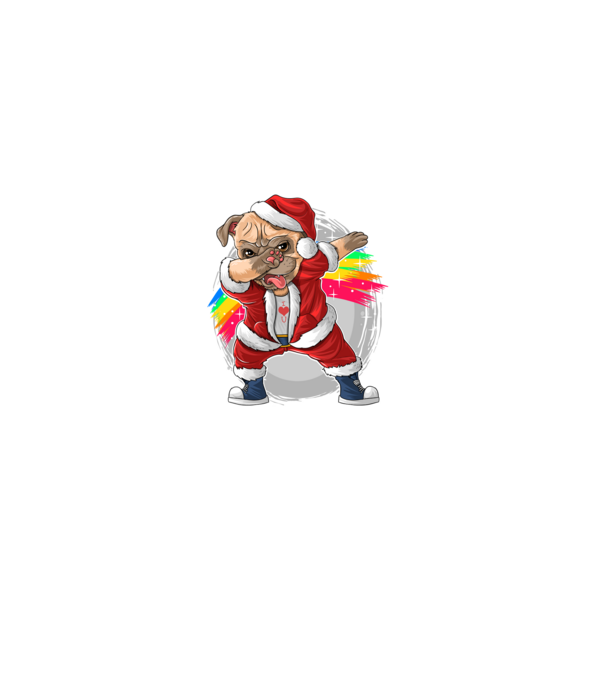Santa Mops Moș Crăciun model negru pe tricou