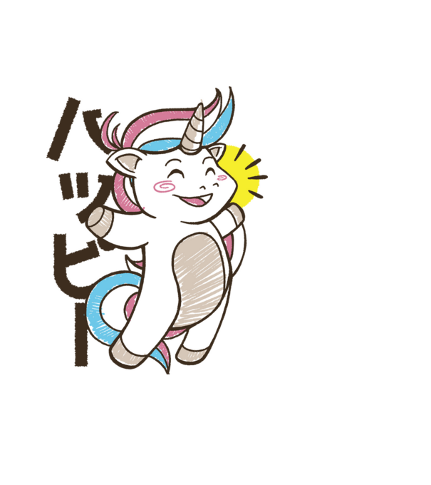 Kawaii unicorn model albastru deschis pe tricou