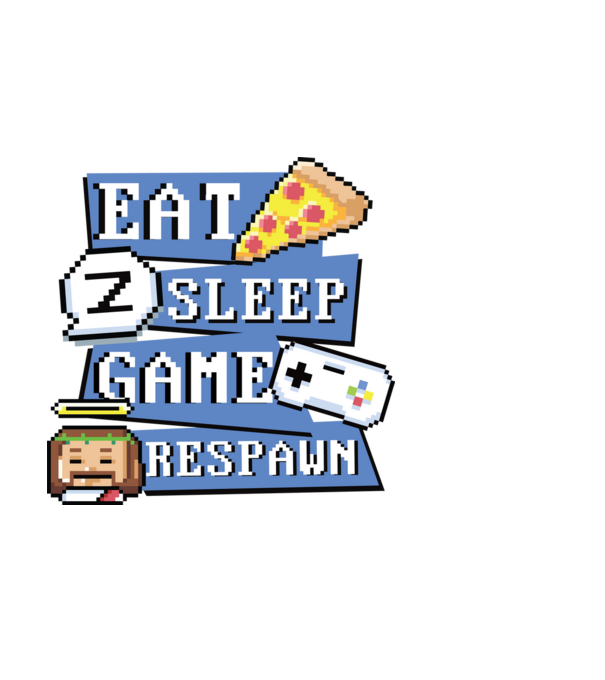 Eat, Sleep, Game respawn model albastru deschis pe tricou