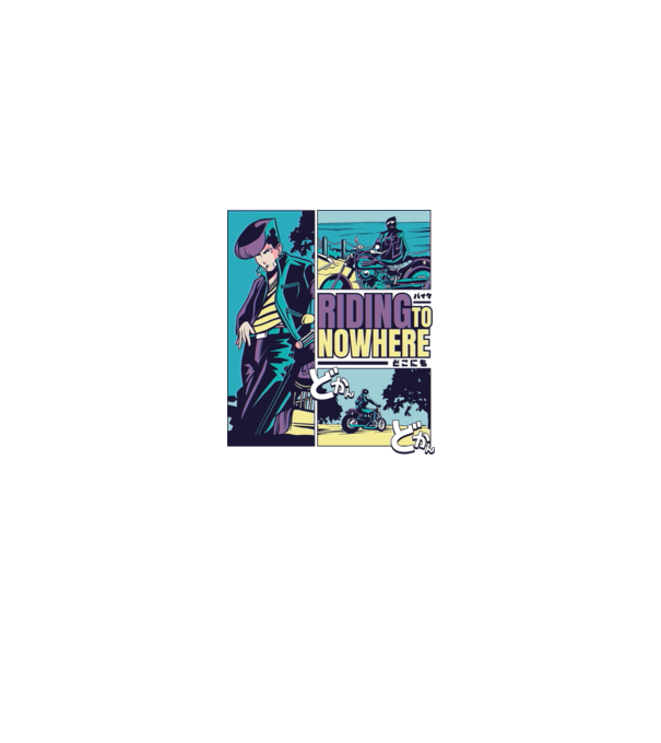 Anime Vaporwave Riding Nowhere model turcoaz pe tricou