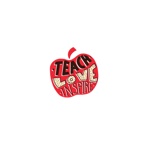 Teach Love Inspire pentru profesori model alb pe tricou
