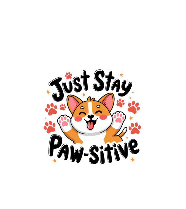 Just Stay Paw-sitive Alb model alb pe tricou