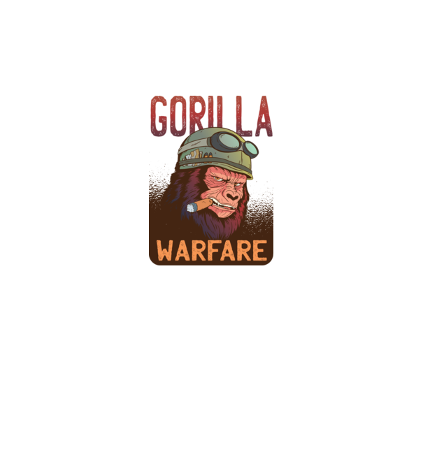 Gorilla Warfare model alb pe tricou