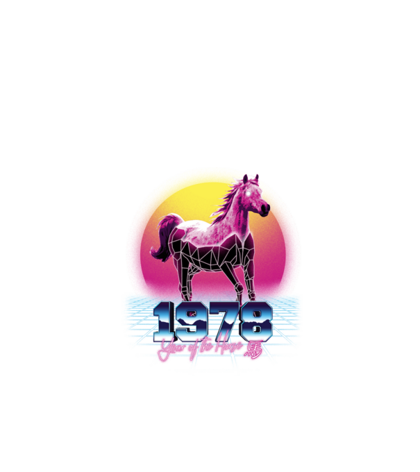 1978 Year of the Horse model negru pe tricou