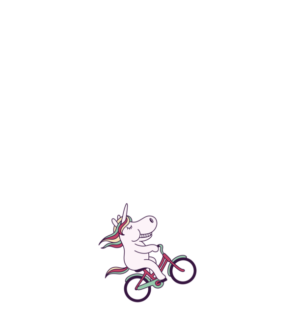 unicorn cu bicicletă model roz deschis pe tricou