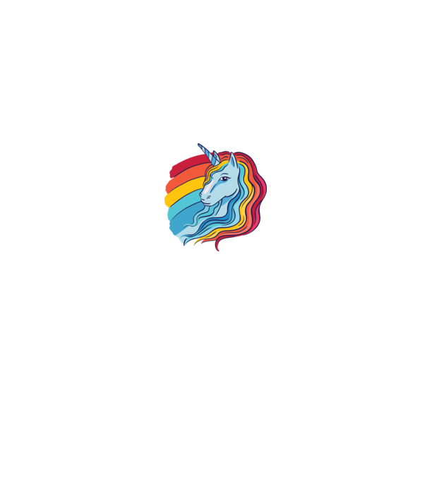 Unicorn cu Curcubeu model negru pe tricou
